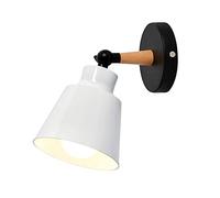 Lampes murales en bois et en métal Éclairage de lecture de chevet réglable Lampe créative for chambre d'enfant - Luminaire Nordic Living Study Garçons Filles Chambre Applique (Blanc)(White)