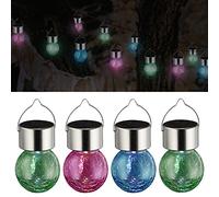 Lampes solaires « Crackle » 9 x 11 cm - Jardin - Solaire - LED (4 lampes solaires multicolores)
