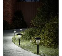 Lampes solaires d'allées - vidaXL - 12 pièces - Noir - 8,5x31 cm - Piquet 19,5 cm - Éclairage blanc - Énergie solaire