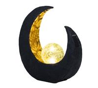 Lampes solaires de décoration de jardin pour l'extérieur, décoration de balcon extérieur, boule de verre de lune en or noir, 1x LED, LxlxH 29,4x9x30,5 cm