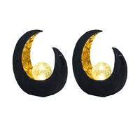 Lampes solaires de décoration de jardin pour l'extérieur, décoration de balcon extérieur boule de verre de lune d'or noir, 1x LED, Lxlxh 29,4x9x30,5 cm, lot de 2