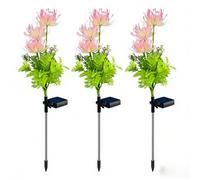 Lampes solaires de jardin 3Pcs 75x8cm Design de fleurs artificielles LED Luminaires décoratifs encastrés pour jardin IP55 Rose