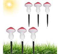 Lampes solaires de jardin en forme de champignon,Lampes solaires sur en forme de champignon - 6 pièces lampe de pieu de chaîne LED extérieure | Lumières solaires imperméables de jardin en plein