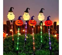 Lampes Solaires de Jardin en Forme de Citrouille-fantôme D'Halloween | 3 Couleurs 8 Modes, IP44 Étanches, Lot de 6 Citrouille-Fantôme Chapeau de Sorcière pour Jardin et Pelouse(4PCS)