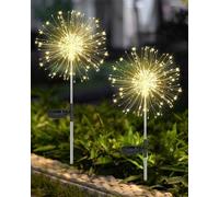 Lampes solaires de jardin, lot de 2, 120 LED, lumière blanche chaude, étanches