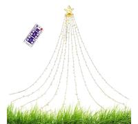 Lampes solaires de Noël d'extérieur étanches avec télécommande avec | Guirlande lumineuse cascade avec étoile LED pour jardin, cour, salon, pelouse, patio, porche, fête du Nouvel An
