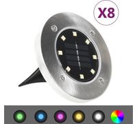 Lampes solaires de sol 8 pcs Lumières LED couleur RVB