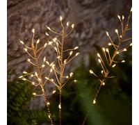 Lampes solaires décoratives en forme de graminées du Pampa, lot de 3, couleur cuivre, 84 LED, indice de protection IP44