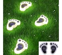 Lampes Solaires d'empreinte de Pied LED Blanc Froid 4Pack Impression Patte Lumières Solaires à LED en Forme de Pattes de Chien pour Patio Cour Passerelle Jardin Chemin Lampes de Paysage pour Pelouse