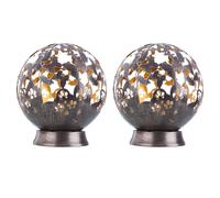 Lampes solaires d'extérieur, décoration de balcon, décoration de jardin, lampe solaire en métal d'extérieur, design fleur papillon, noir, LED, DxH 20 x 22,5 cm, lot de 2