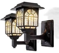 Lampes solaires d'extérieur - Éclairage LED solaire, étanche et sans fil - Applique murale pour la décoration extérieure (clôture, pergola) - Lumière blanc chaud, lot de 2