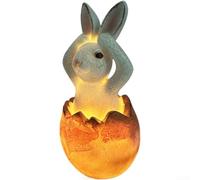 Lampes solaires d'extérieur en forme de lapin de Pâques en résine avec lumière chaude LED, décoration de pelouse résistante aux intempéries pour allée, cour, fête, pour bleu, orange, vert, 9,5 x 9,5 x