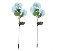 Lampes Solaires Hortensia 2-Pack pour décor Jardin Extérieur(Blue) | Design hortensia réaliste, lumière LED chaude, pour idéal pour décor soir, installation rapide, électricité