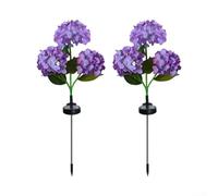 Lampes Solaires Hortensia 2-Pack pour décor Jardin Extérieur(Purple) | Design hortensia réaliste, lumière LED chaude, pour idéal pour décor soir, installation rapide, électricité
