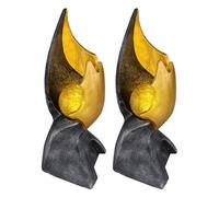 Lampes solaires LED à flamme solaire pour décoration de jardin extérieur Lampe solaire à effet flamme, sculpture marron doré avec effet de lumière enchanteur, 1x LED blanc chaud, H 36 cm, lot de 2