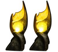 Lampes solaires LED à flamme solaire pour décoration de jardin extérieur Lampe solaire à effet flamme, sculpture marron doré avec effet de lumière enchanteur, 1x LED blanc chaud, H 36 cm, lot de 2