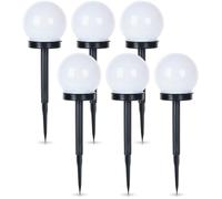 Lampes solaires LED à planter - VILDE - Lot de 6 - 33,5 cm - Blanc - IP44 - Capteur crépusculaire - Énergie solaire