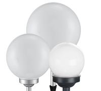 Lampes solaires LED Lampes enfichables Décoration de jardin Lampes extérieures Boule ronde blanche avec piquet de terre, IP44, accu, plastique, blanc argenté, LED, set de 3