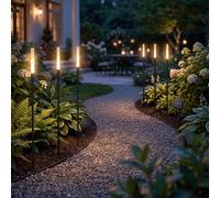 Lampes solaires LED pour jardin, lot de 6 piquets lumineux, blanc chaud 3000K, avec capteur crépusculaire, étanches (IP44), pour allées, balcons et terrasses