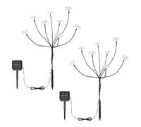 Lampes solaires lumineuses solaires pour décoration de jardin extérieur Lampe solaire d'extérieur avec fleurs colorées, 8 fleurs, verre métal, 8x LED, H 62 cm, lot de 2