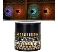 Lampes solaires mandala d'extérieur - Lanterne d'extérieur en métal à changement de couleur, étanche IPX6 avec motif de découpe de roue de sauvetage pour patio, terrasse, cour (coloré)