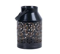 Lampes solaires pour décoration de balcon extérieur motif décoration de jardin lanterne solaire en métal jardinière suspendue, noir, LED, DxH 10x16 cm