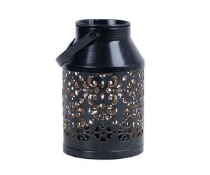 Lampes solaires pour décoration de balcon extérieur motif décoration de jardin lanterne solaire en métal jardinière suspendue, noir, LED, DxH 10x16 cm