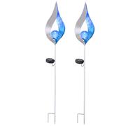 Lampes solaires pour décoration de jardin extérieur lampe solaire lampe solaire d'extérieur, effet de lumière bleue en forme de goutte avec boule de verre, 1x LED, H 90 cm, lot de 2