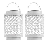 Lampes solaires pour extérieur décoration de jardin lanterne lampe orientale lanternes solaires pour extérieur métal blanc, oriental, LED, DxH 13x18 cm, lot de 2