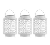 Lampes solaires pour extérieur décoration de jardin lanterne lampe orientale lanternes solaires pour extérieur métal blanc, oriental, LED, DxH 13x18 cm, lot de 3