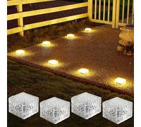 Lampes solaires pour jardin extérieur, lot de 4 lampes solaires LED étanches pour sol en pierres de pavage, éclairage de chemin solaire, lampes solaires pour décoration extérieure de jardin, terrasse