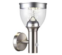 Lampes solaires pour jardin extérieur Spots solaires gris clair pour extérieur avec détecteur de mouvement Appliques solaires murales Inox, capteur, LED, H 28,7 cm