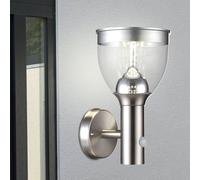 Lampes solaires pour jardin extérieur Spots solaires gris clair pour extérieur avec détecteur de mouvement Appliques solaires murales Inox, capteur, LED, H 28,7 cm