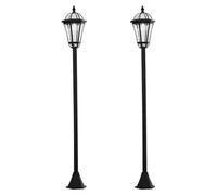 Lampes solaires pour jardin, lot de 2 - Lanternes de jardin | Couleur : Noir | Dimensions : 18,5 x 18,5 x 129 cm