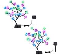 Lampes solaires pour la décoration extérieure du jardin, lampe solaire d'extérieur, lampe enfichable au design d'arbre, arbre à fleurs sur piquet, LED, H 60 cm, lot de 2