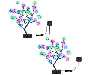 Lampes solaires pour la décoration extérieure du jardin, lampe solaire d'extérieur, lampe enfichable au design d'arbre, arbre à fleurs sur piquet, LED, H 60 cm, lot de 2