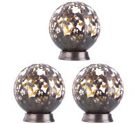 Lampes solaires pour l'extérieur Balcon Décoration Jardin Métal Lampe solaire Outdoor, papillon design fleur, noir, LED, DxH 20 x 22,5 cm, Set de 3 pièces