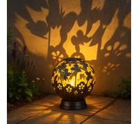 Lampes solaires pour l'extérieur Balcon Décoration Jardin Métal Lampe solaire Outdoor, papillon design floral, noir, LED, DxH 20 x 22,5 cm