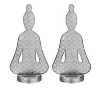 Lampes solaires pour l'extérieur, décoration de jardin, extérieur, figurines Solar Buddha, IP44, batterie rechargeable, métal plastique, 1x LED 2700K, LxlxH 19x12x36cm, lot de 2