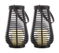 Lampes solaires pour l'extérieur, lampe de table solaire LED, lampe suspendue, jardin, lanterne LED, effet flamme, avec effet de lumière dansante, 1x batterie LED, DxH 18x26 cm, lot de 2