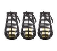 Lampes solaires pour l'extérieur Lampe de table solaire LED Lampe suspendue Lanterne LED de jardin effet flamme, avec effet de lumière dansante, 1x pile LED, DxH 18x26 cm, lot de 3