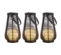 Lampes solaires pour l'extérieur Lampe de table solaire LED Lampe suspendue Lanterne LED de jardin effet flamme, avec effet de lumière dansante, 1x pile LED, DxH 18x26 cm, lot de 3