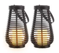 Lampes solaires pour l'extérieur Lampe de table solaire LED Lampe suspendue Lanterne LED de jardin effet flamme, avec effet de lumière dansante, 1x pile LED, DxH 18x26 cm, lot de 2
