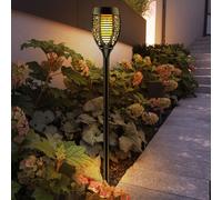 Lampes solaires pour l'extérieur Torches Flammes LED Torches solaires LED jardin, batterie IP44 piquet effet flamme, motif noir, 53x LED 4.08W 8.4Lm 720K, DxH 12x72.5cm