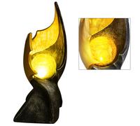 Lampes solaires solaires à flamme LED pour décoration de jardin extérieur Lampe solaire avec effet flamme, sculpture marron or avec effet lumineux enchanteur, 1x LED blanc chaud, H 36 cm