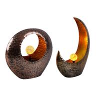 Lampes solaires solaires pour décoration de jardin extérieur croissant de lune lampes solaires de patio extérieur, effet de feu, laiton, 1x LED blanc chaud, lot de 2
