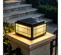 Lampes Solaires Sur Poteau Pour Extérieur, Lampes LED Modernes Sur Colonne, Étanches, En Verre, Lanternes Solaires Pour Clôture Et Terrasse, Bornes Lumineuses Noires Sur Pied Pour Jardin, Cour Ou Quai