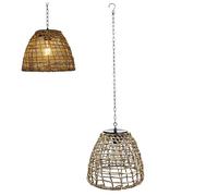 Lampes solaires suspendues étanches IP44 avec abat-jour en rotin, lanterne extérieure LED sans fil 600 mAh pour jardin et lanterne solaire suspendue