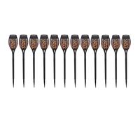 Lampes solaires torches lampe de jardin lumière solaire extérieur torches solaires pour flamme extérieure torche solaire lampes torche pour extérieur, effet feu, 12x LED, PxH 7,5x51 cm, lot de 12