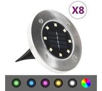 vidaXL Lampes solaires 315695 – 8 pcs LED Couleur RVB Énergie solaire Extérieur